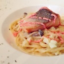 Mentaiko & Salmon pasta for lunch yesterday!