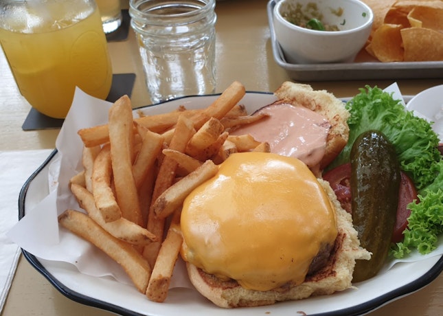 All-American Burger with Fries ($22)