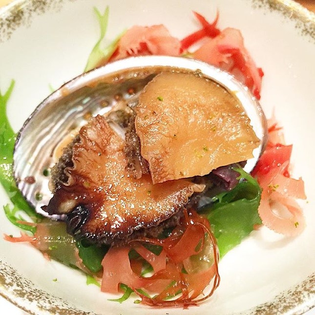 SUSHI JIN
----------------
ABALONE
----------------
Sliced abalone in soy sake sauce!