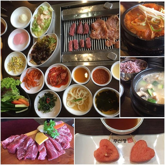 Unlimited Korean BBQ Dinner ($38++/pax)
🇰🇷
Choice of meat include Sliced Seasoned Beef (love its thinly sliced & sweet taste), Marinade Chicken (love its tenderness & softness), Marinade Pork, Pork Collar, Pork Belly, Tiger Prawn
🇰🇷
Choice of soup with Brown Rice (surprisingly tasty) are Kim Chi Soup with Pork (didn't like its sourly taste), Soybean Soup, Tofu Soup with Seafood (asked for non spicy & love its sweetness & freshness)
.