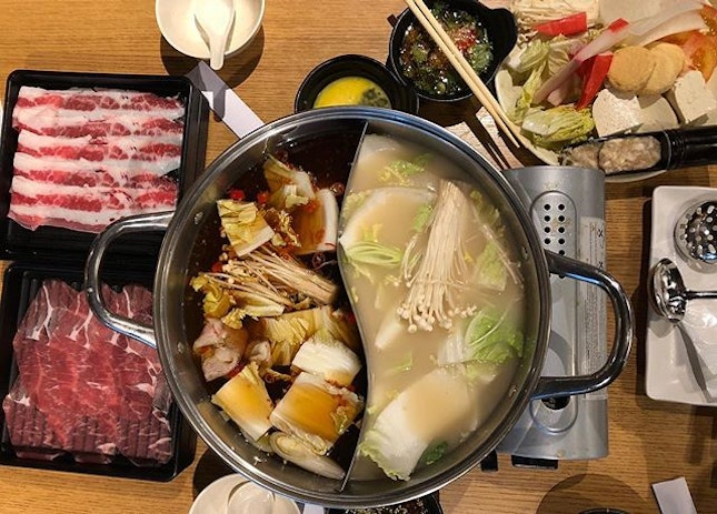 Japanese Hotpot Buffet ($14.99) with unlimited thinly sliced beef, pork & chicken deliciously soaked in 2 soup base of your choice from 6 options!