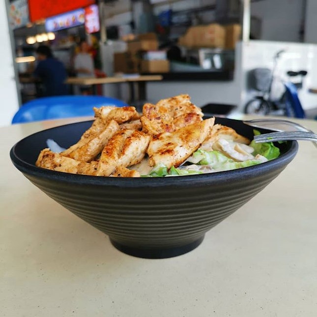 Grilled chicken salad in a ba chor mee bowl haha.
