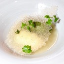 Poached apple with coriander sorbet ($10).