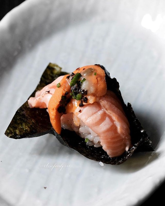 Uni Salmon Aburi Sushi ($18 for two).