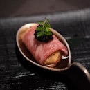 Sea Urchin Rolled By Ohmi Beef Topped with Smoked Caviar ($28++, or inclusive in dinner set menu from $108++ onwards).