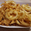 5pc Calamari & 2pc Chicken with Crispy Fries + Drink ($5.90) from @longjohnsilvers is simply delicious!