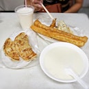 Our staple Taiwanese breakfast - dough fritters with hot soy milk.