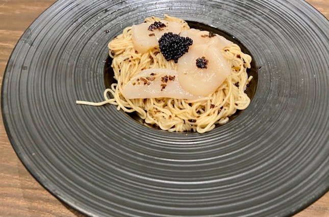 Cold Truffle Somen With Hotate And Caviar ($16++)
