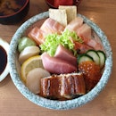 Fresh Selection Of Sashimi In A Rice Bowl