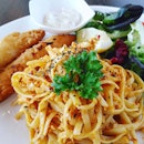 Spicy linguine with fish fillets!