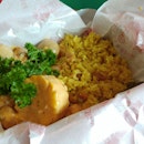Fish w Pilaf Rice, Cajun Cheese sauce
