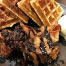 Fried Chicken with Ice Cream and Waffles