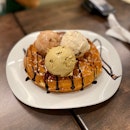 Triple Scoop Ice Cream with Waffles