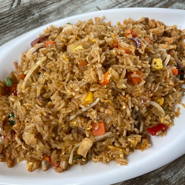 Seafood Tomyam Fried Rice with Salted Fish