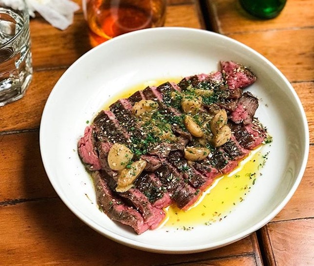 Artichoke @artichoke_sg - HOSTED TASTING - Meat - BJ’s Favourite Steak (💵S$36) 300g Australian Flank Steak, za’atar butter, garlic.
