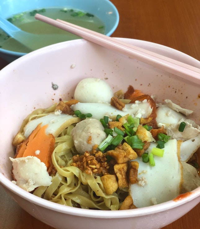 Teochew Fishball Noodles ($3/$4)
