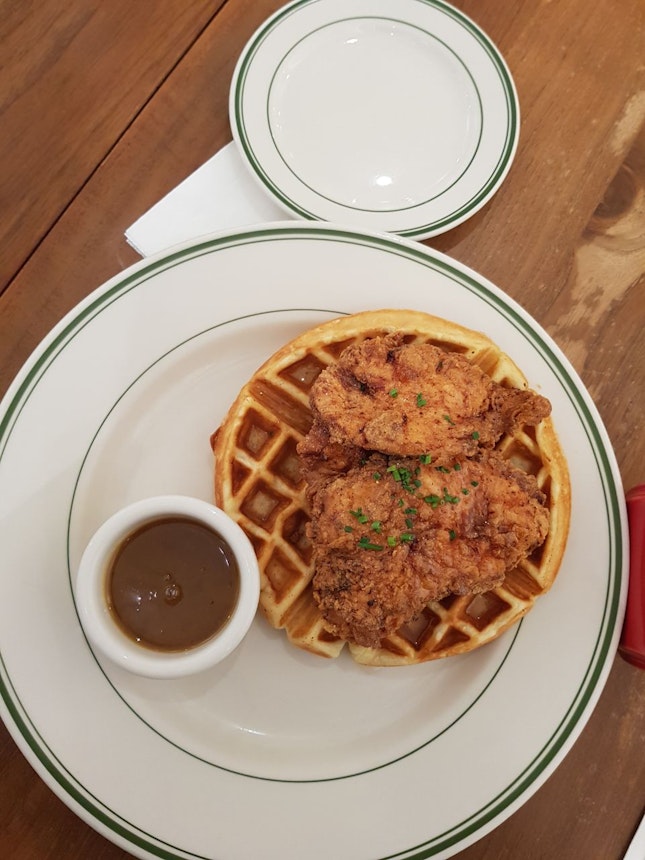 Chicken and waffles ($21++)