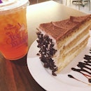 Before my work meeting today :) good to chill a lil with ice tea and tiramisu!