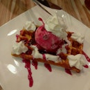 Raspberries & Vanilla Ice Cream Waffle @ 18 Chefs