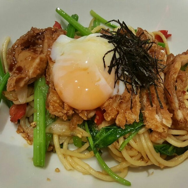 Teriyaki Chicken With Onsen Egg Spaghetti (RM25)