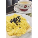 Fluffy white toast topped with scrambled eggs and truffle😍 #burpple