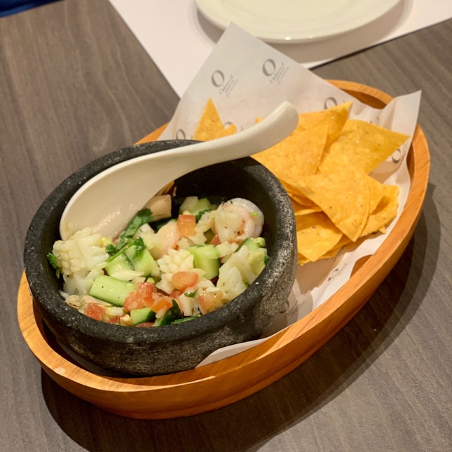 Seafood Ceviche With Tortilla Chips ($16)