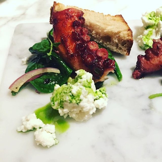 Charred octopus with feta good cheese #burpple #parkviewsquare