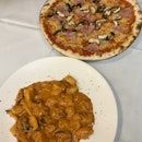Gnocchi + Ham And Mushroom Pizza