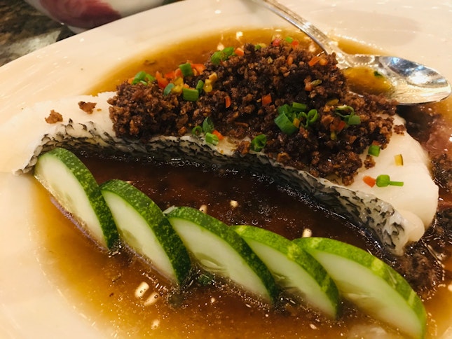 Steamed Sea Perch With Soy Bean Crumbs