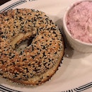 Sesame Bagel with Strawberry Cream Cheese  $8