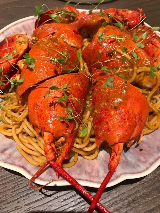 spaghetti chitarra with boston lobster