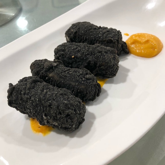 Deep Fried Orh Nee In Charcoal Flour