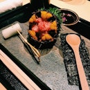 Toro (fatty tuna) with uni (sea urchin).