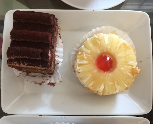 Chocolate Truffle Cake(left) and Pineapple Tartlet(right)