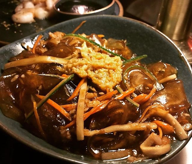 凉皮（glass noodles) with crab roe - an interesting reminder of char kway tiao (without the cockles) #burpple
