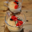 [IL DEN] - Panna Cotta that comes with a layer of ginger sake jelly, yuzu and raspberry.