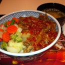 Beef bowl rice with vege