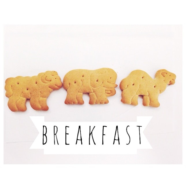 #breakfast #animal #crackers #childatheart #food #yum #teehee 🐺🐘🐑 ohayo!
