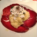 #appetizer sliced cured #beef with #mashedpotato and #poached #egg
#food #foodgasm #foodlover  #yummy