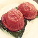 Red tortoise cake (kueh angku) is a small round Chinese pastry with soft stickly glutinous rice wrapped around a sweet filling in the centre.