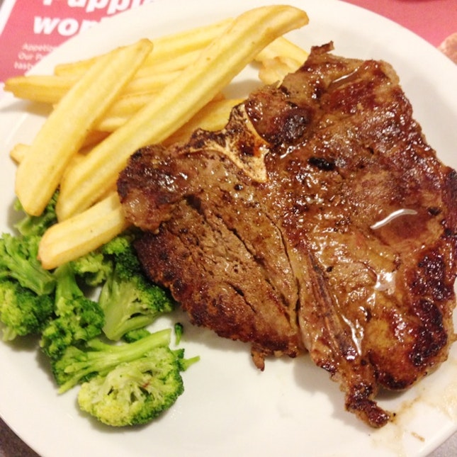 T Bone Steak With Brocolli N Fries