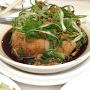 House-made bean curd is deep-fried to perfection — crisp on the outside, extremely soft on the inside — and served with a sauce made with superior soy sauce and sesame oil.