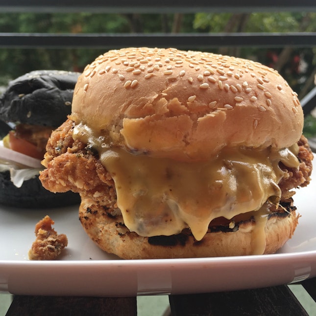 The Quarters Salted Egg Chicken Burger